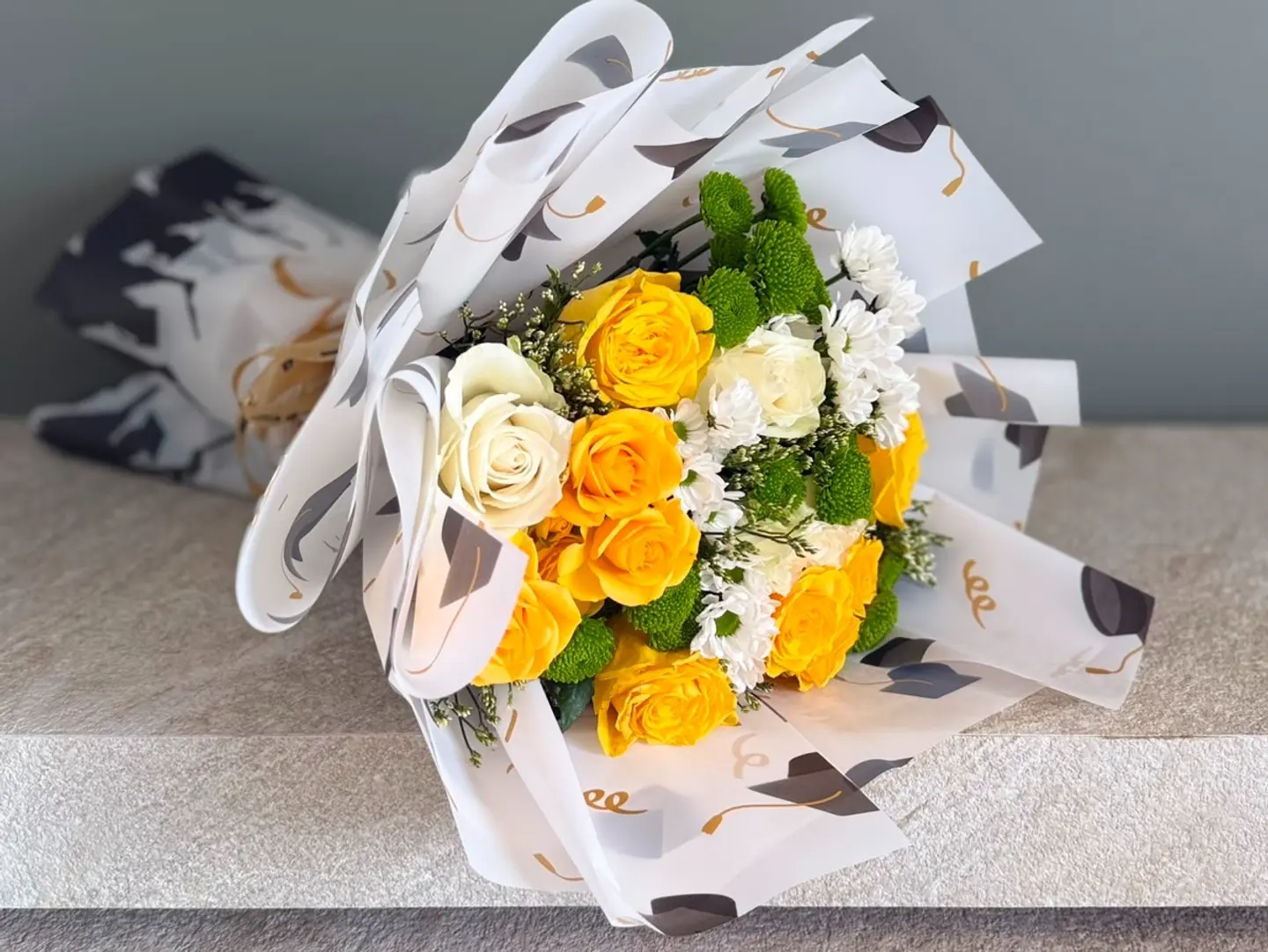 Yellow And White Graduation Bouquet