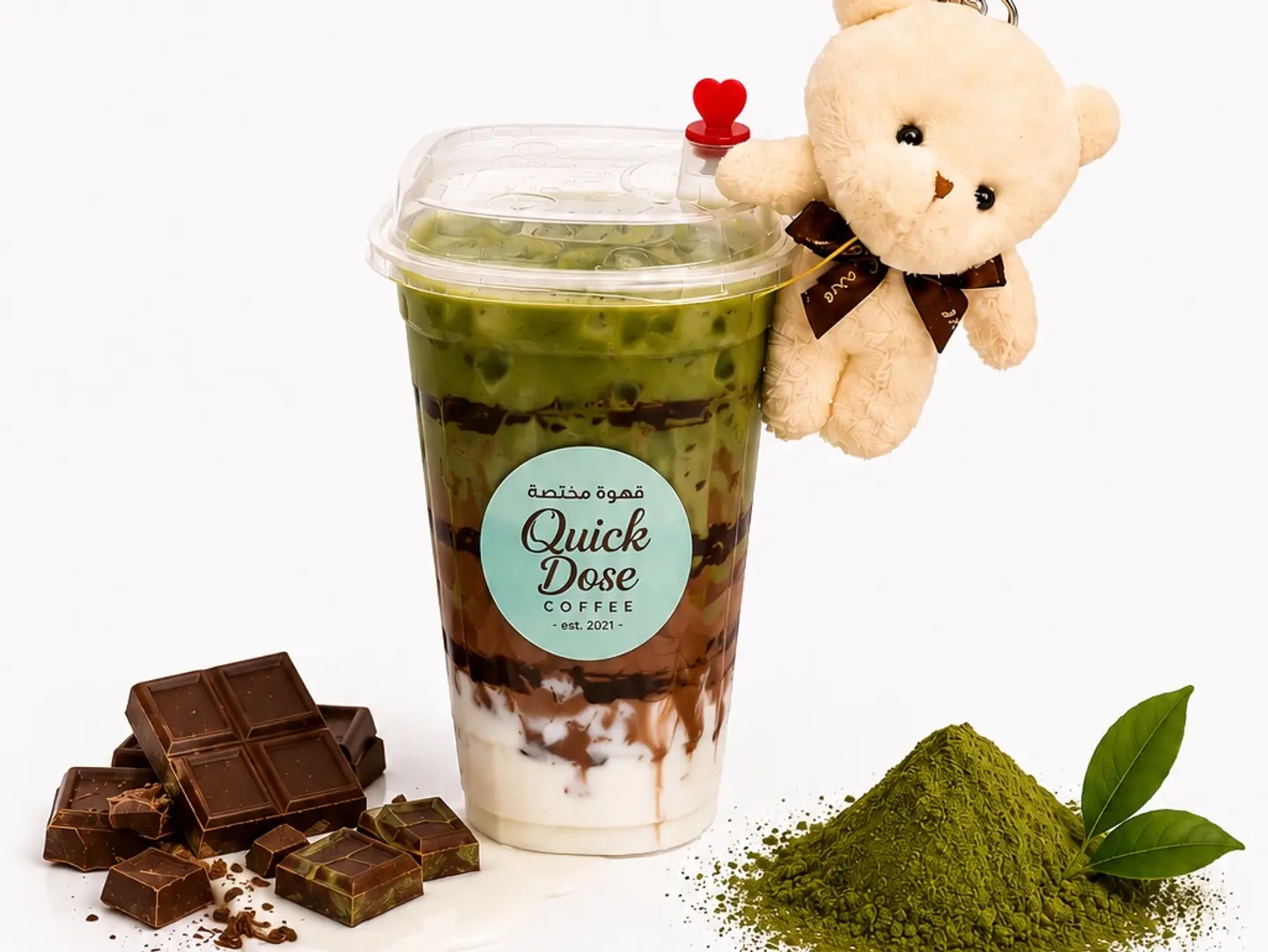 Matcha Chocolate With A Teddy Bear Gift