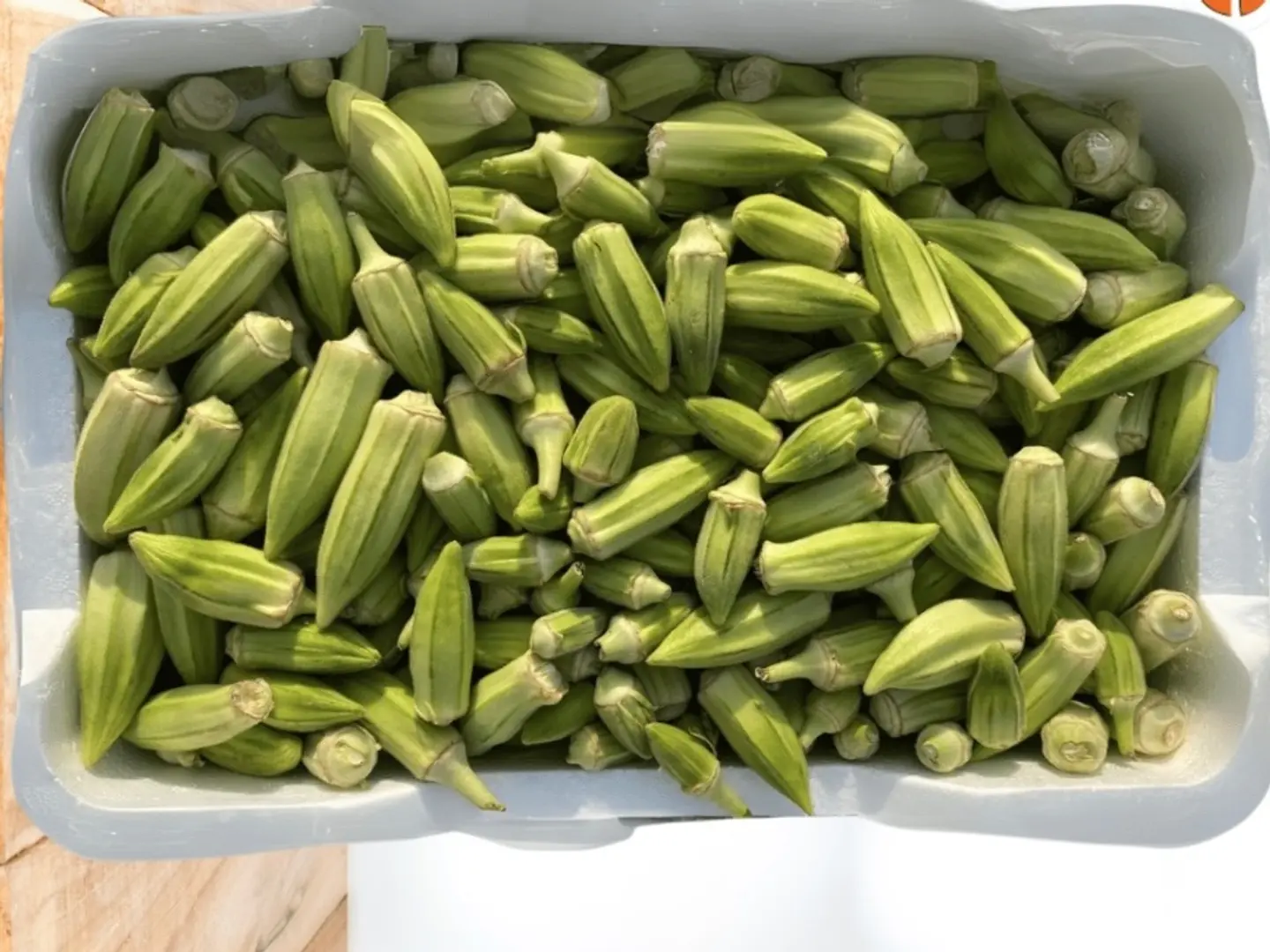 Fresh White Okra, Styrofoam Packaging