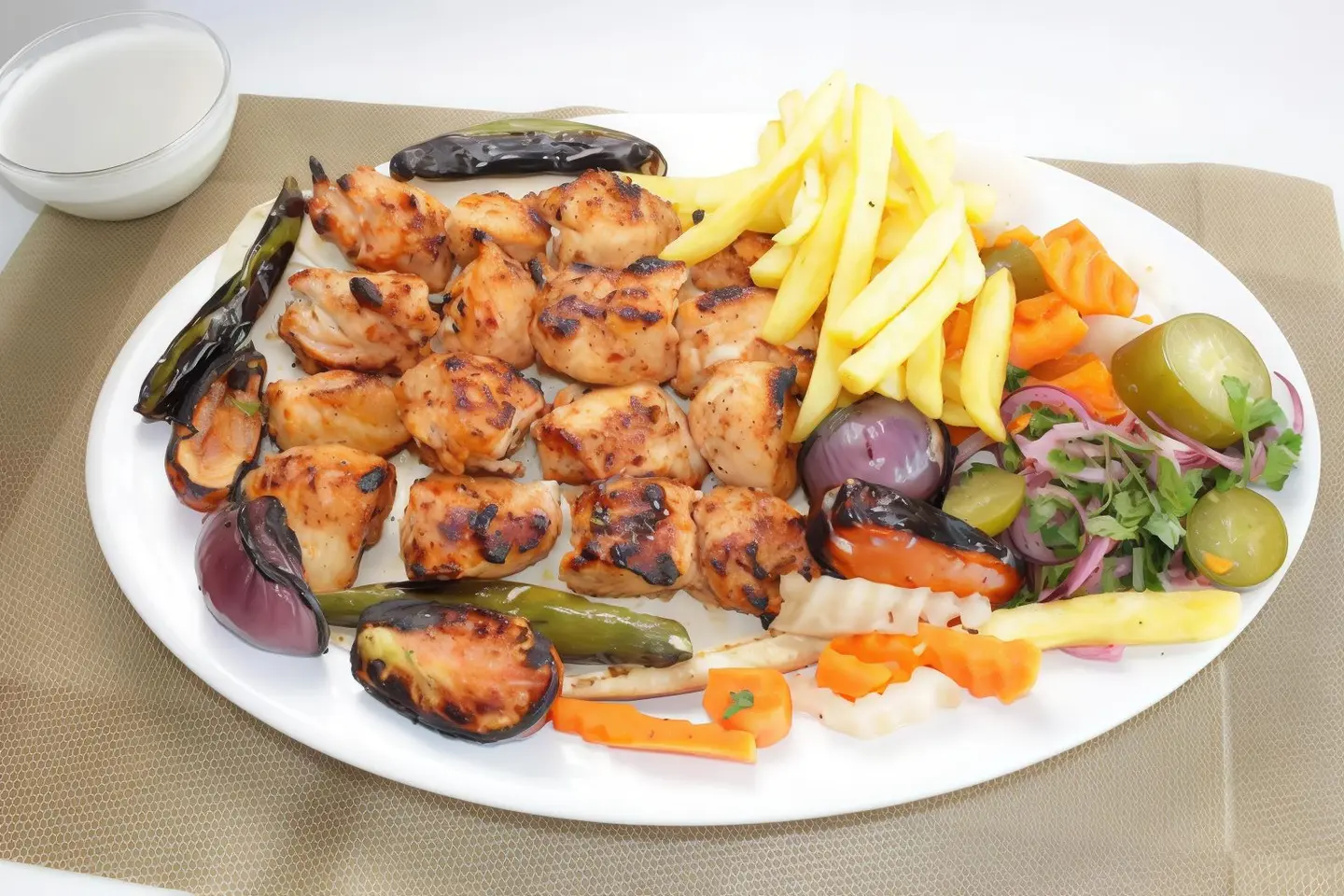 اوصال دجاج مع رز وبطاطس