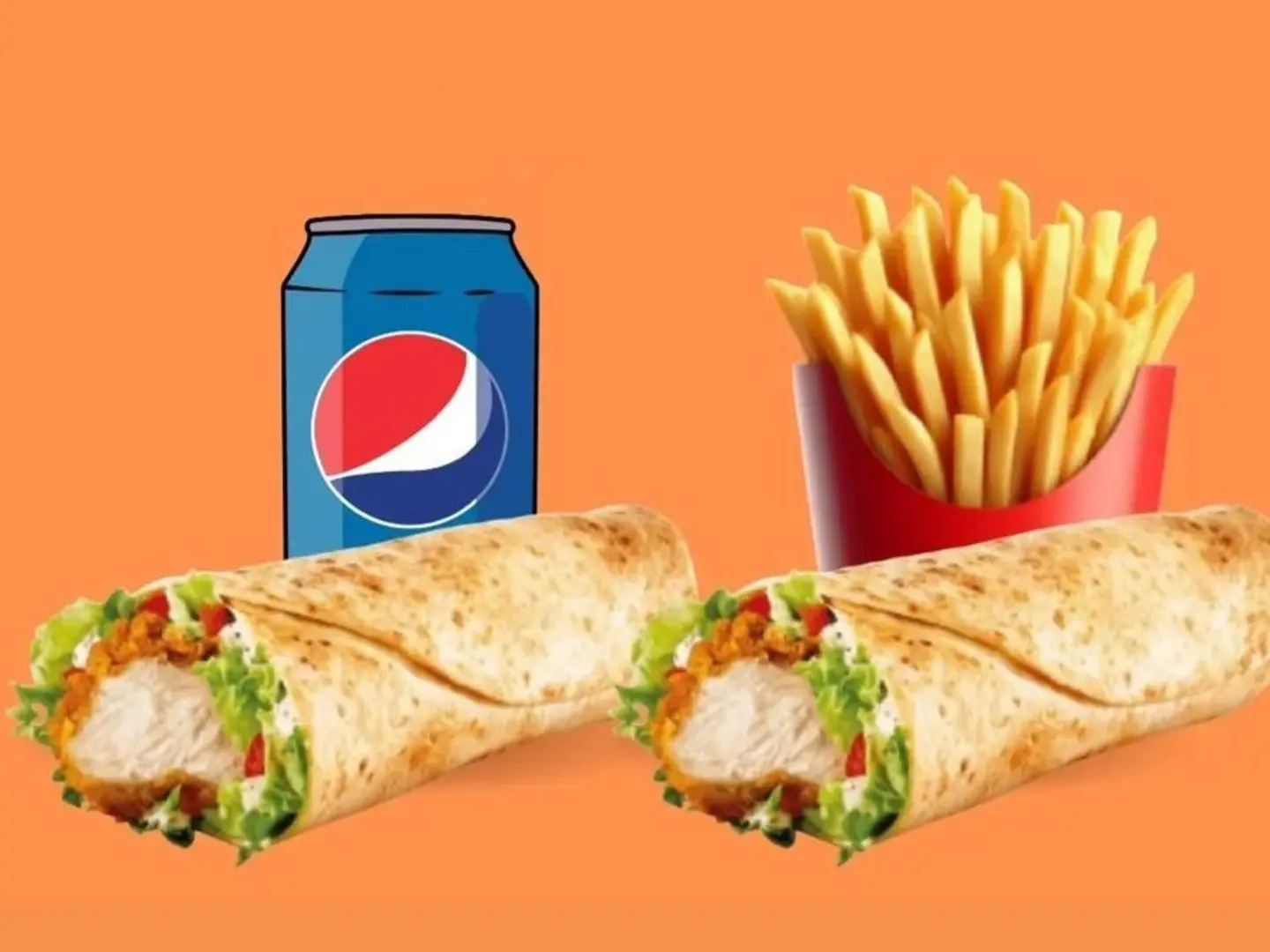 2 Chicken Tortilla , Fries, And Pepsi