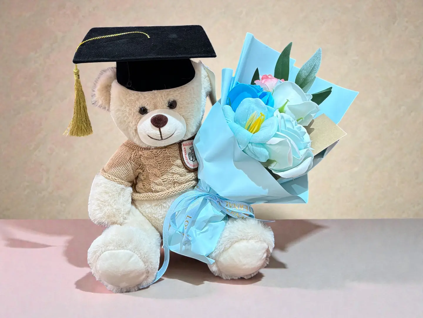 Boho Graduation Teddy Bear   Blue   Small