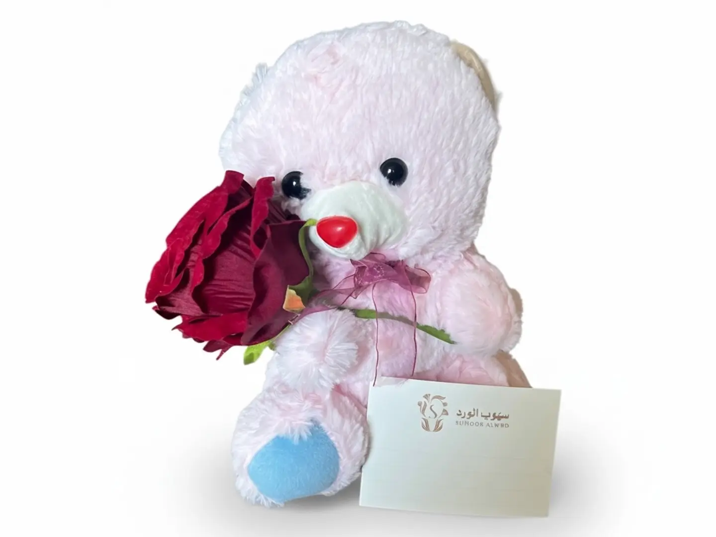 دبدوب مع ورده حمراء مع بطاقة