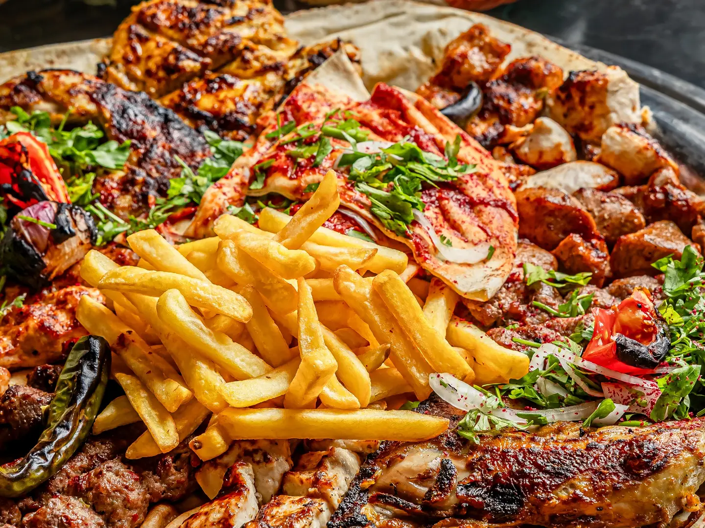 One Kilo Of Mixed Grill With Chicken On Charcoal