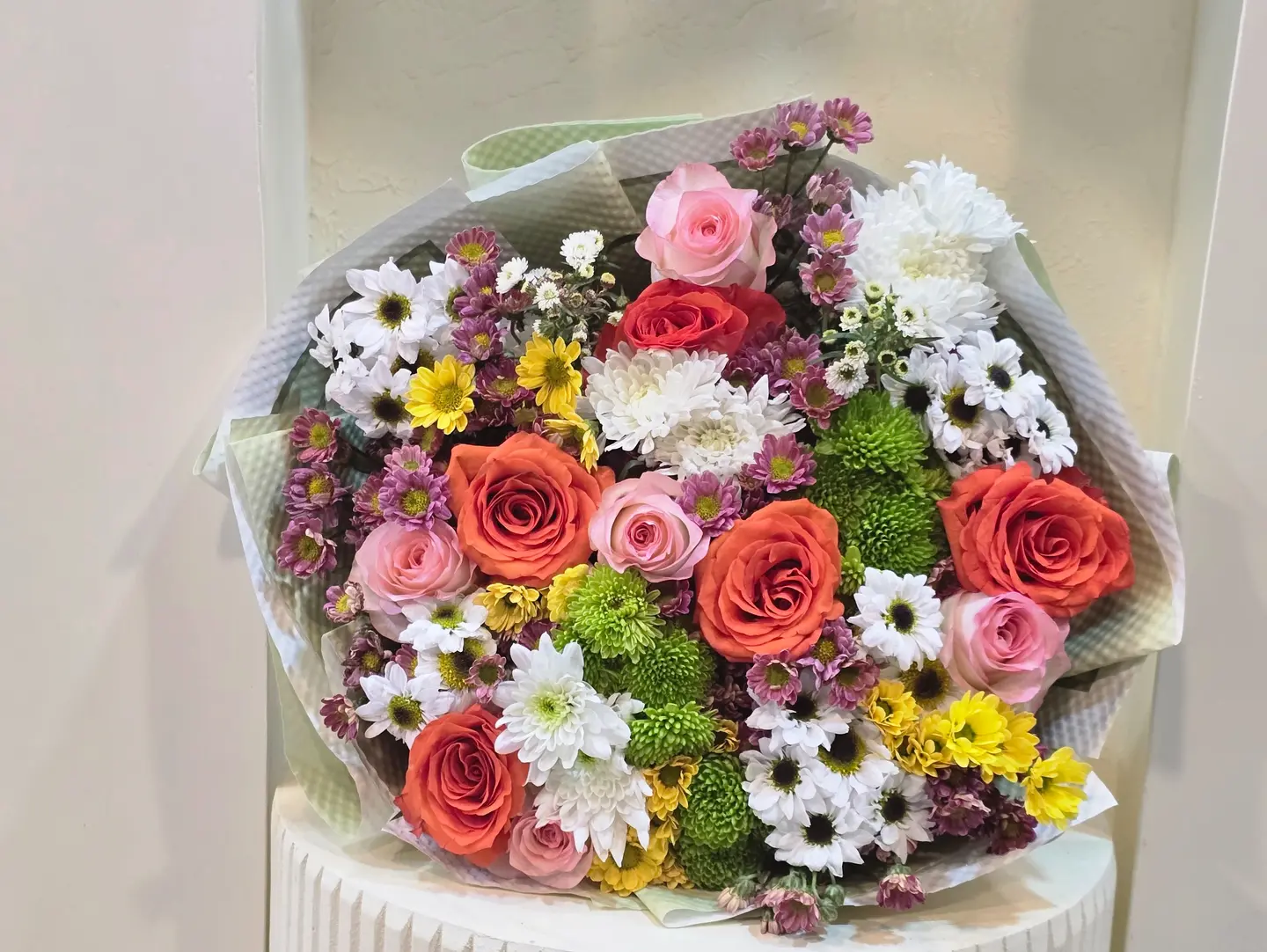 Bouquet Of Roses With Printing Of A Rose Card, Number A7478 Th