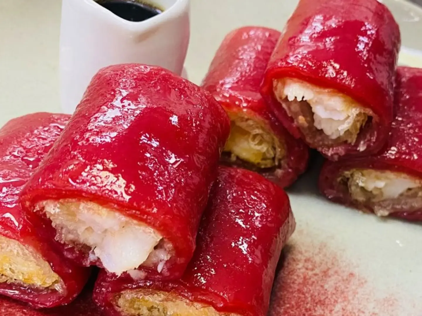 Red Rice Cheong Fun With Shrimp