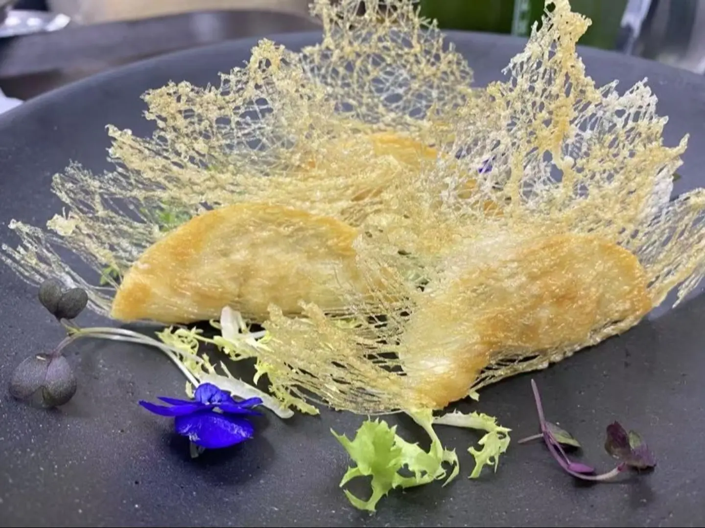 Pan Fried Dumplings With Crispy Rice Net