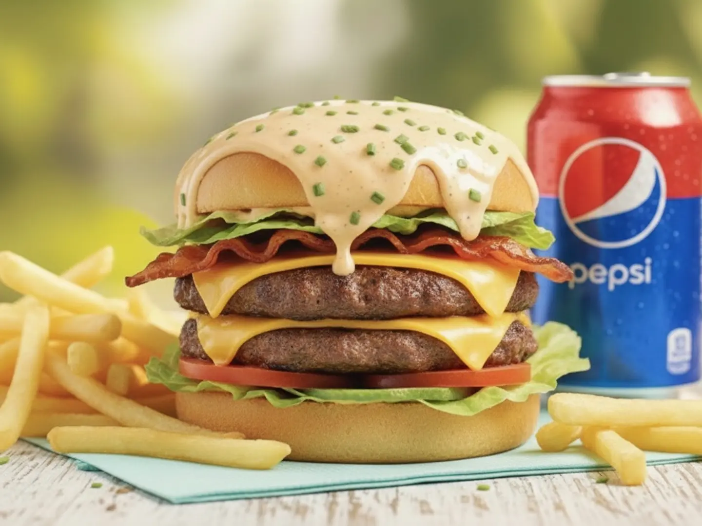 Double Beef Burger Meal With Cheese