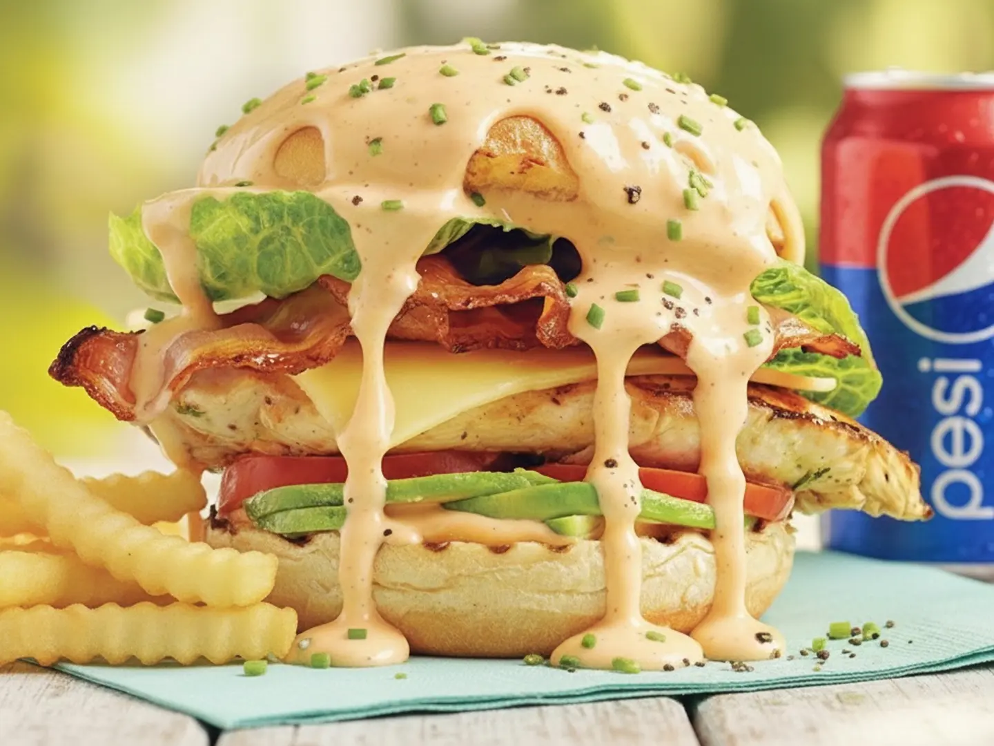 Chicken Burger Meal With Cheese