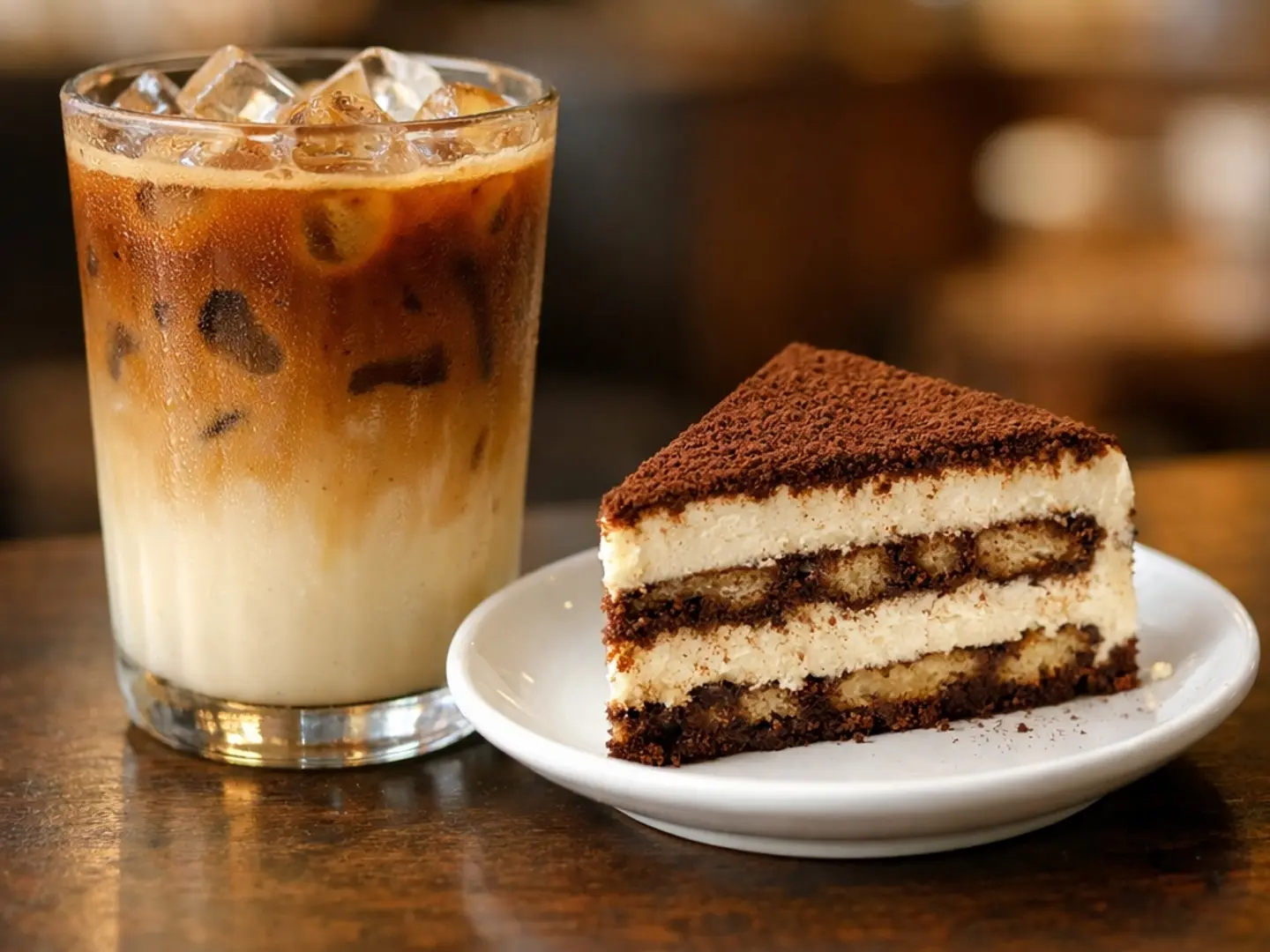1 Large Spanish Latte (Iced) With 1 Tiramisu Dessert