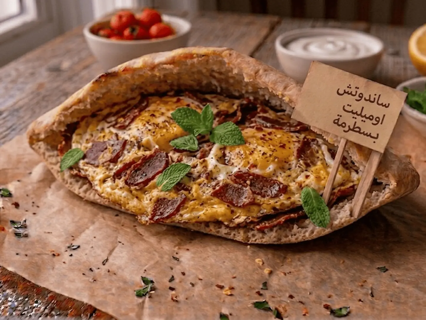 ساندوتش اومليت بسطرمة