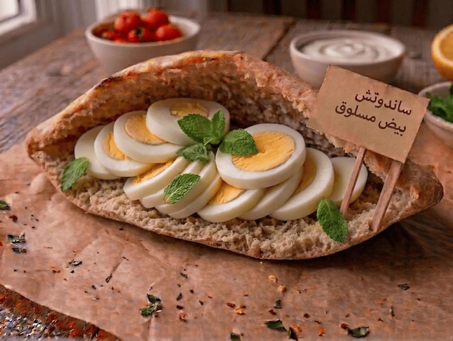 ساندوتش بيض مسلوق