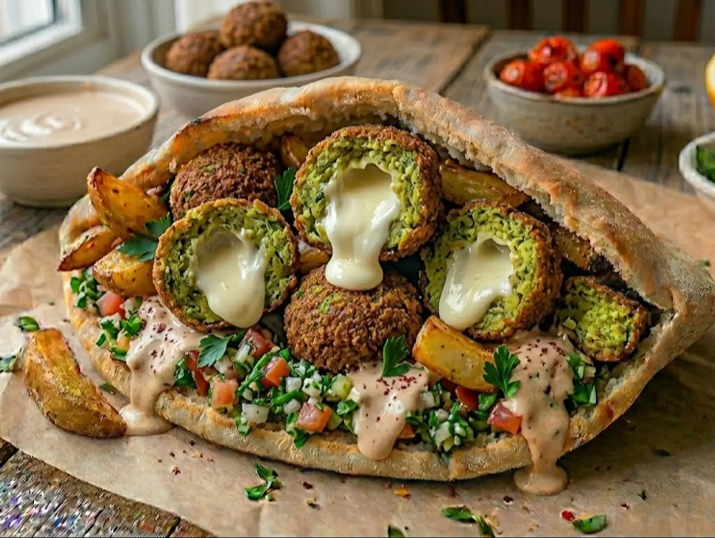ساندوتش طعمية جبنه كيرى