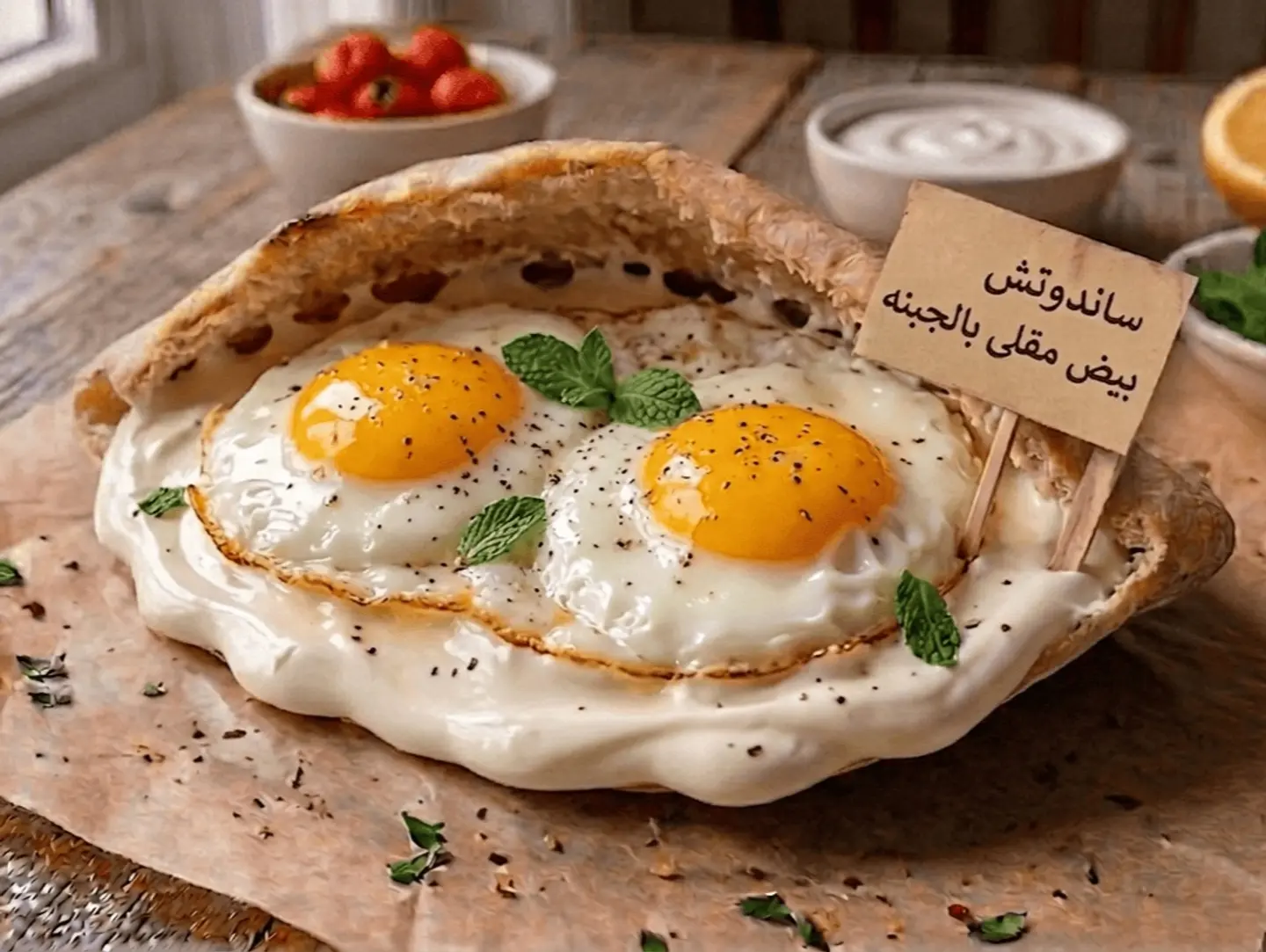 ساندوتش بيض مقلي بالجبنة