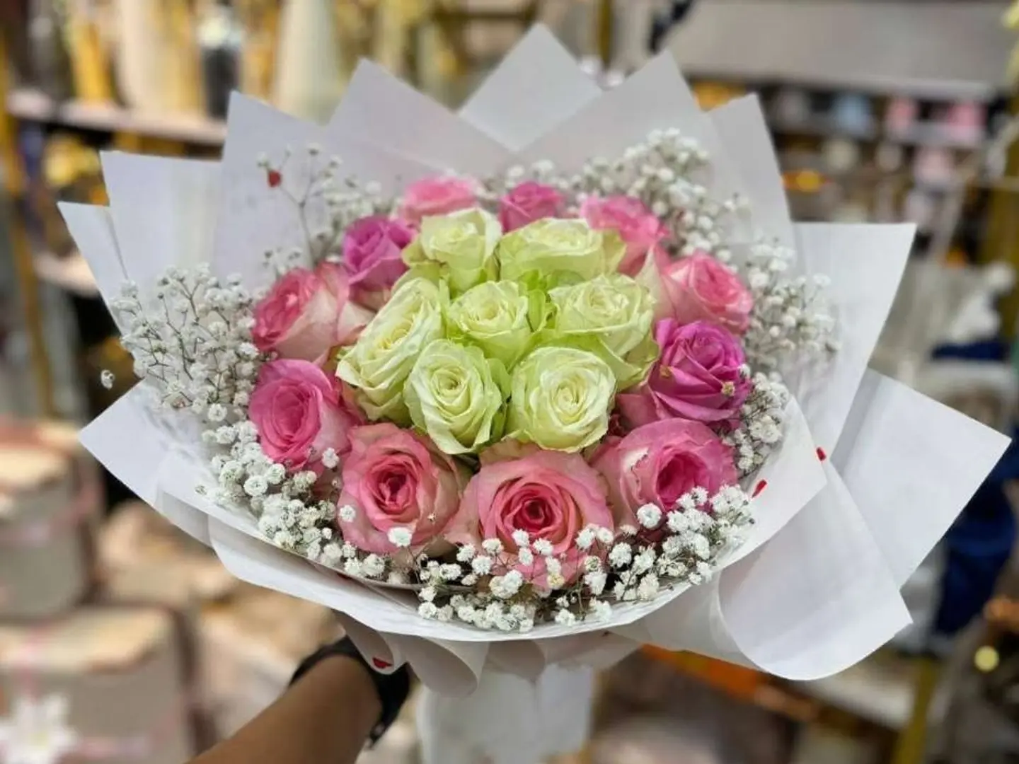 Pink And White Round Bouquet