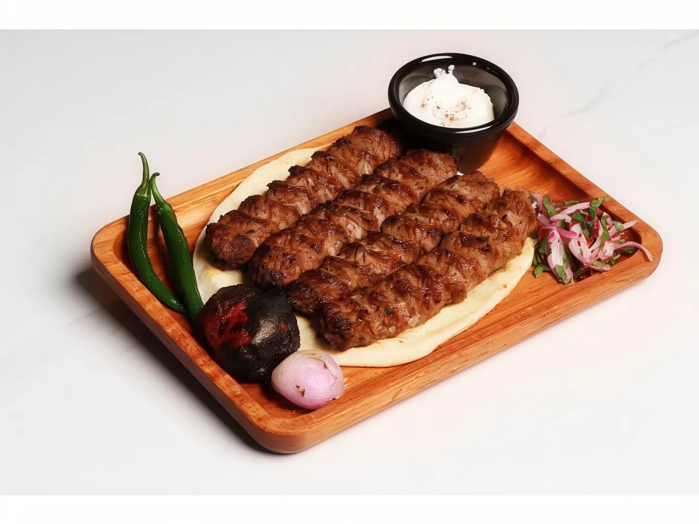 Beef Kebab Meal With Hummus