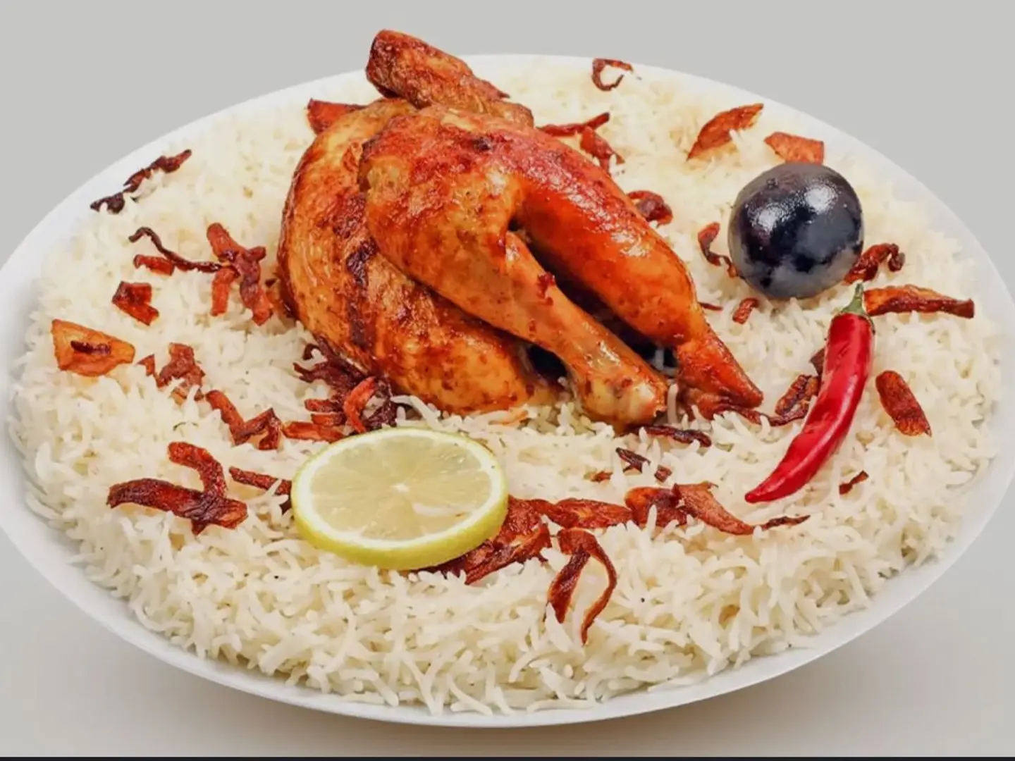 Grilled Chicken Full With White Rice