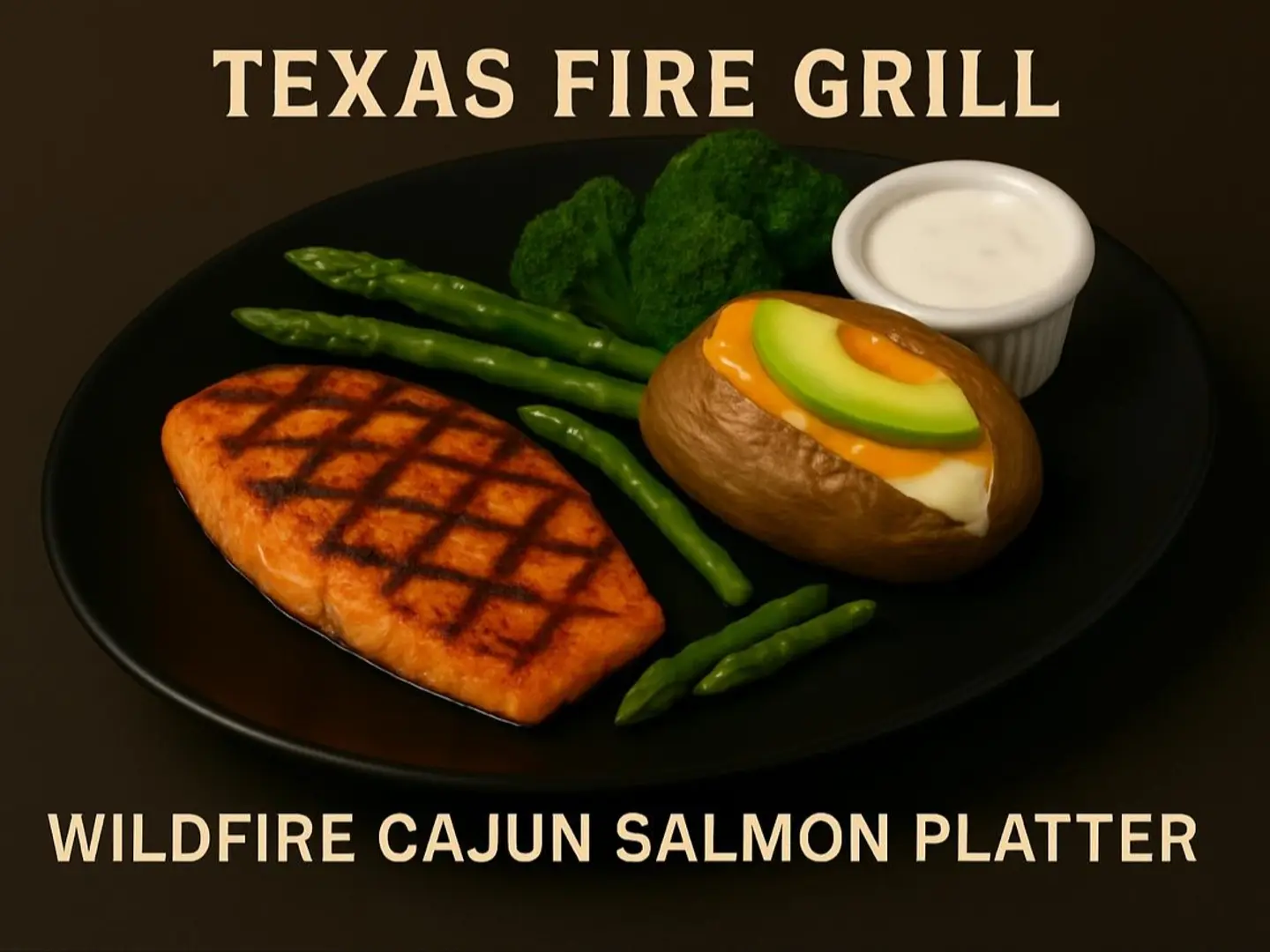 سمك السلمون المشوي على النار البرية