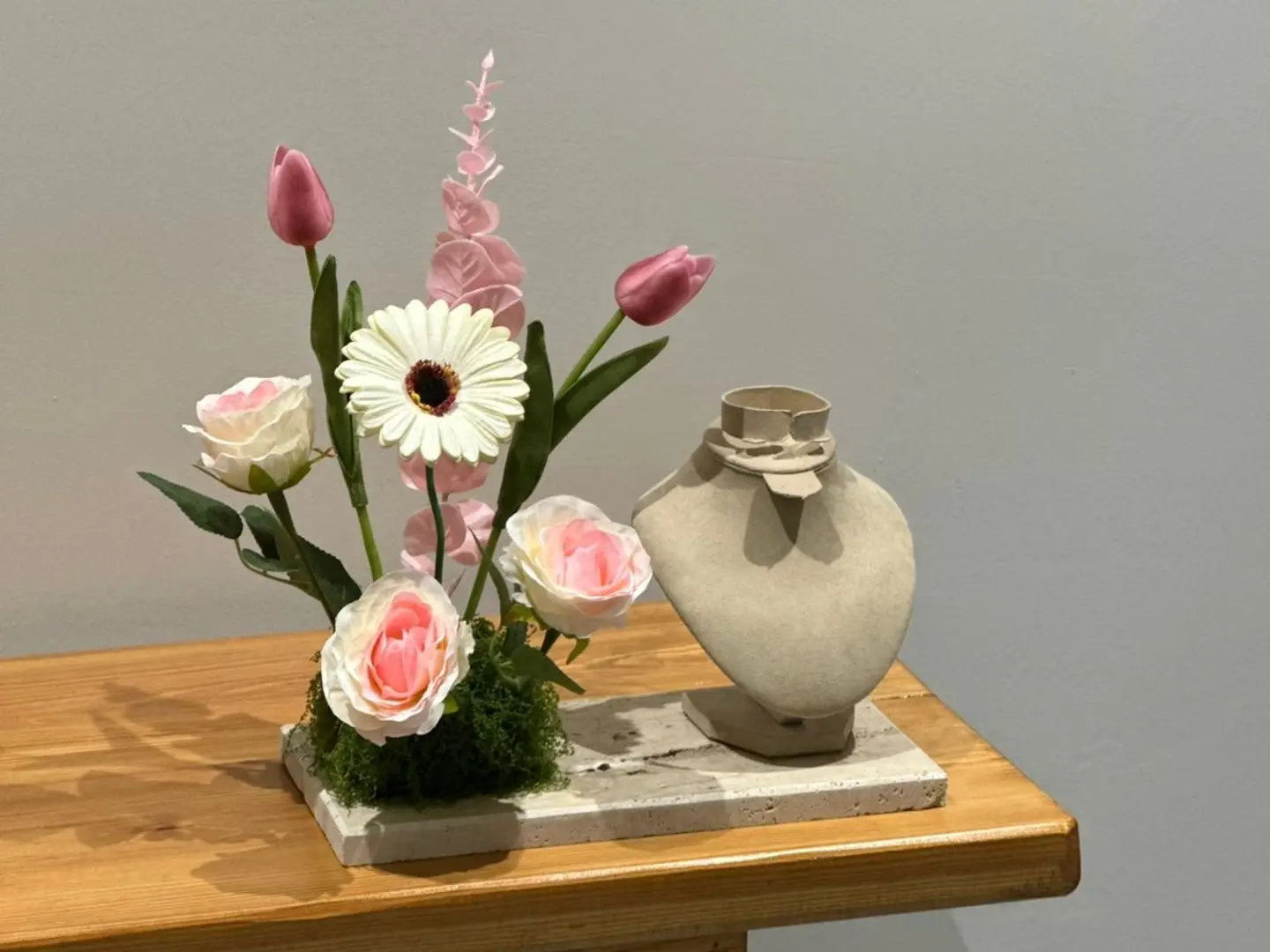 Marble Stand With Artificial Roses