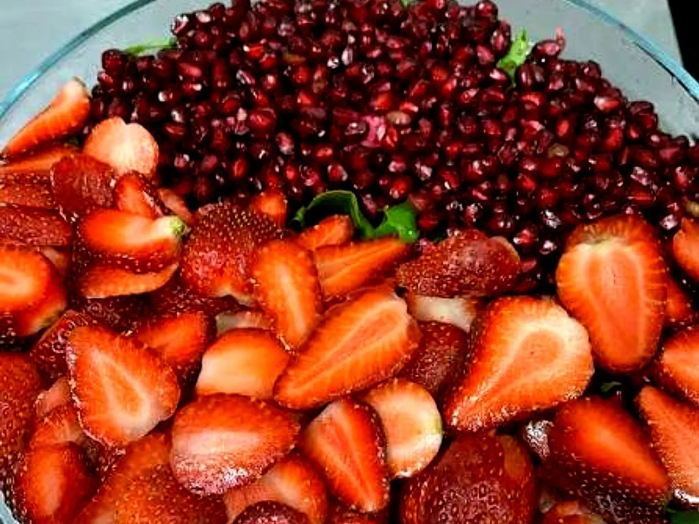 Strawberry Slices With Pomegranate Seeds