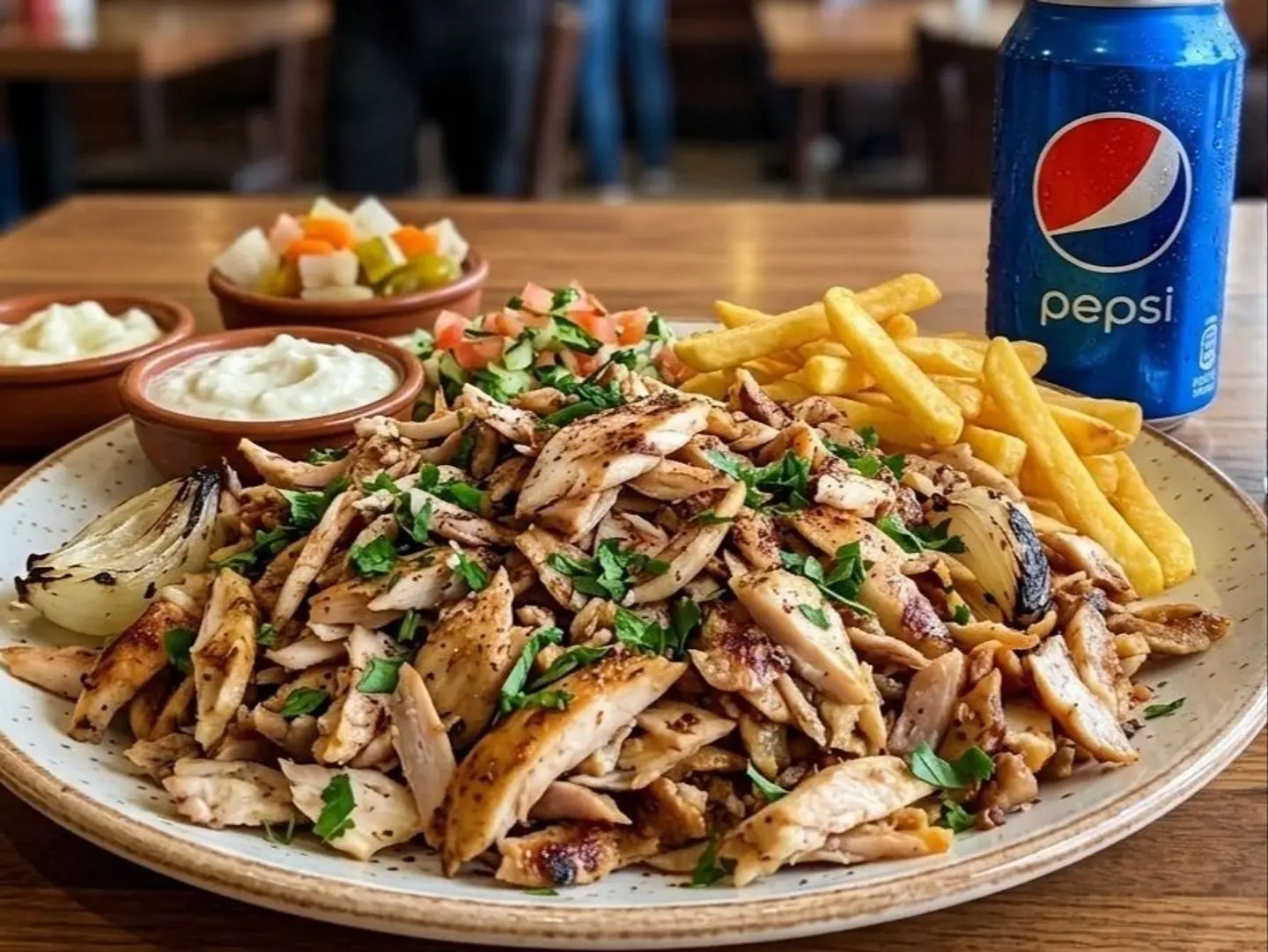 Shawarma Plate Meal With Fries And A Drink