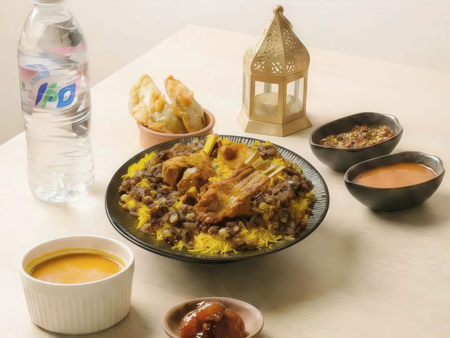 وجبة افطار مجبوس لحم