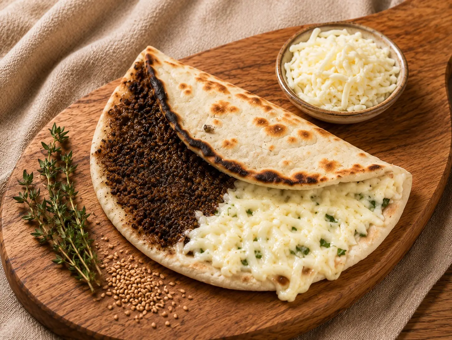 Thyme And Akkawi Cheese Flatbread