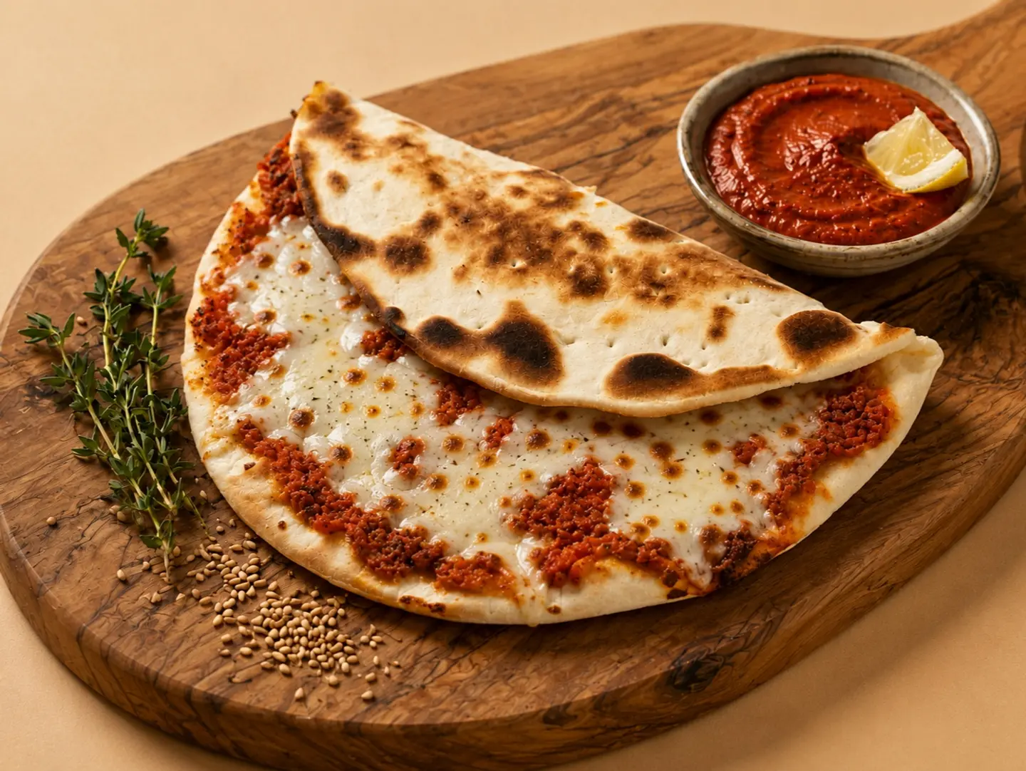 Baked Manousheh With Mozzarella Cheese