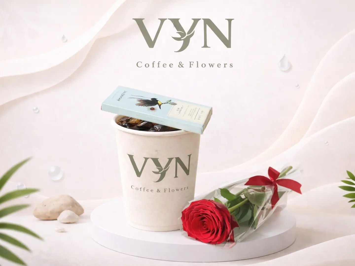 بكج قهوة وحلى مع ورده