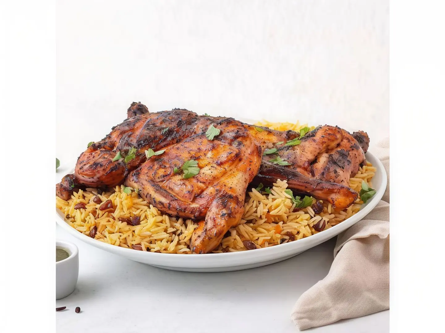 Whole Grilled Chicken With Rice