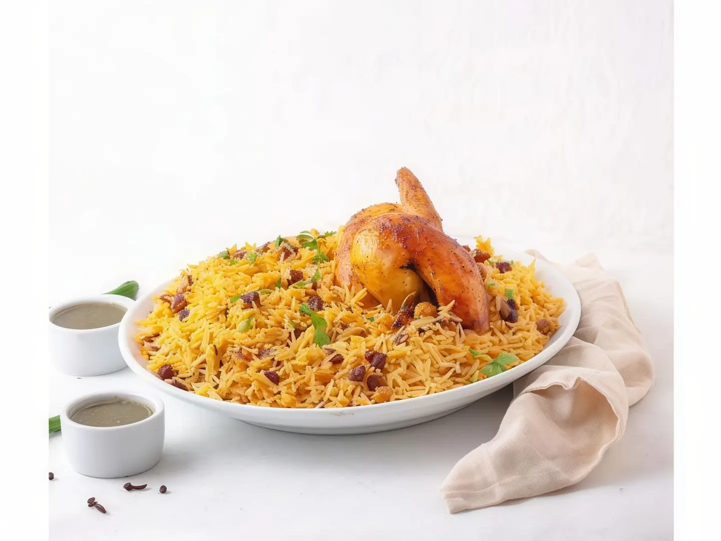 نصف دجاج شوایة مع رز
