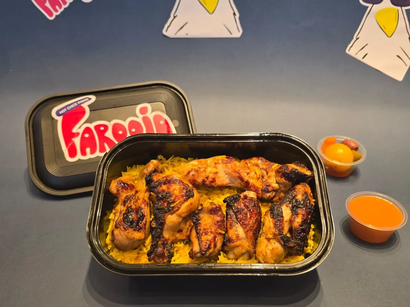 Half Grilled Charcoal Chicken With Rice