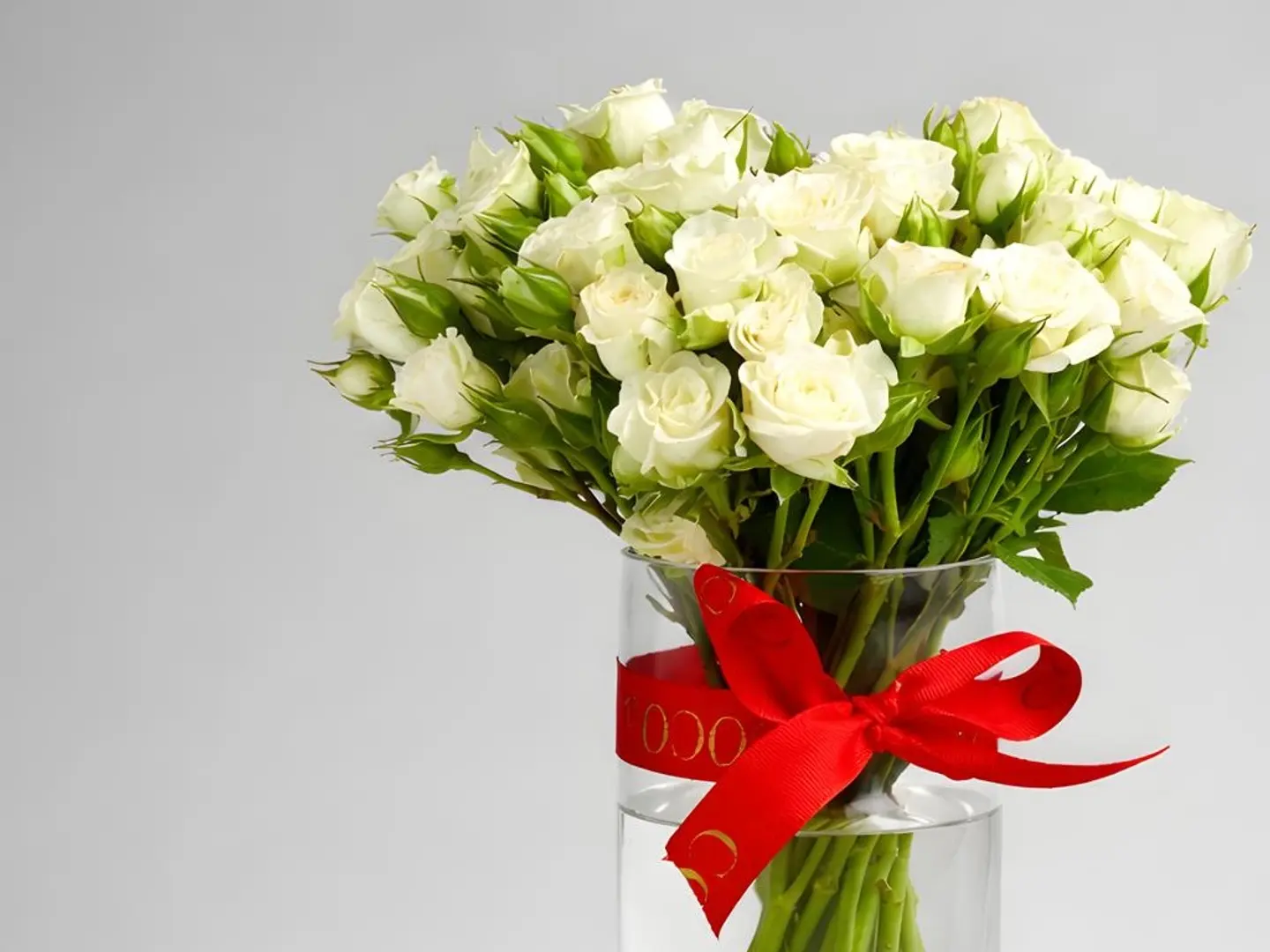 White Roses Vase