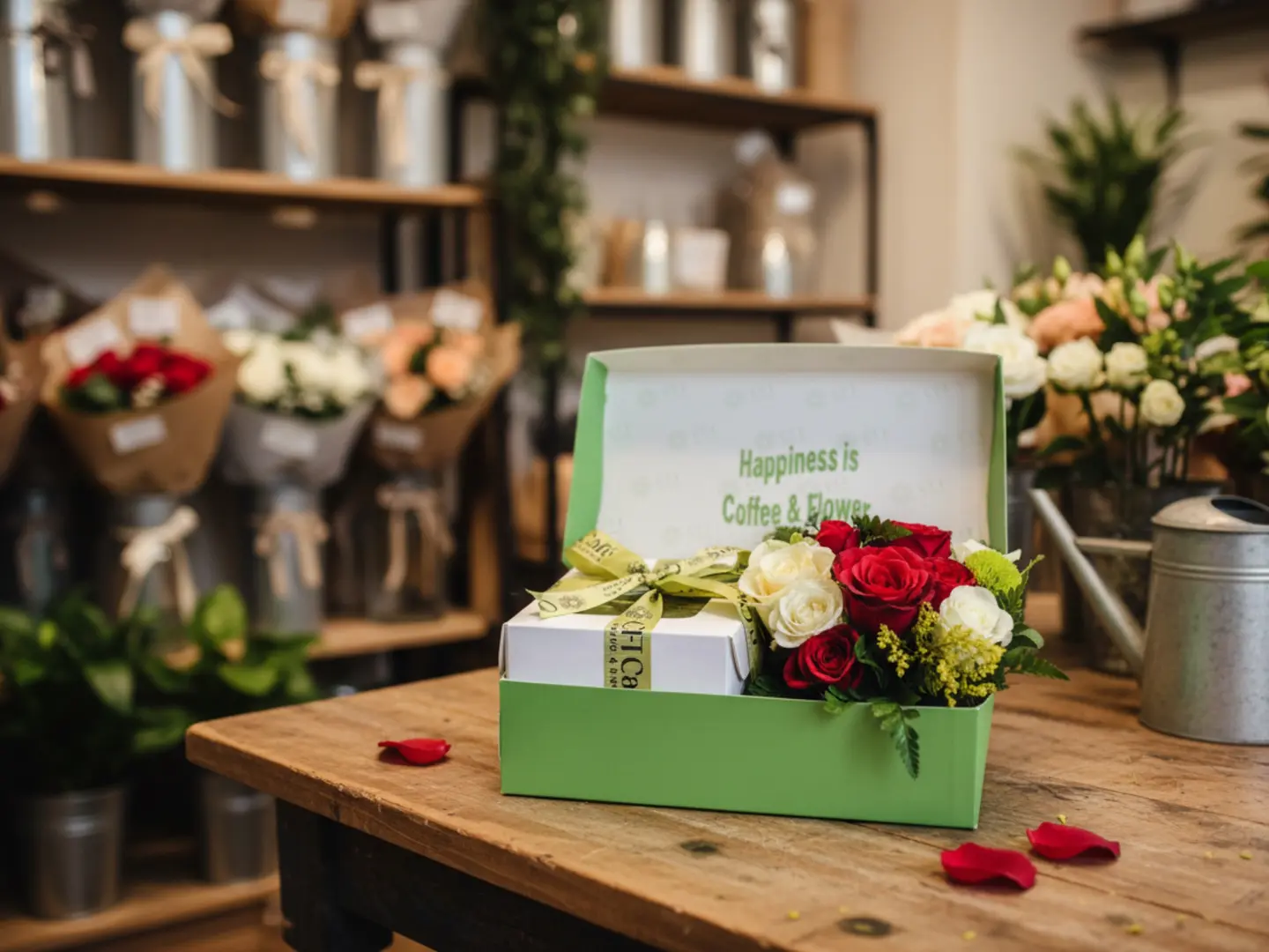 بوكس السعادة بالورد والشوكولاتة - الحجم الوسط