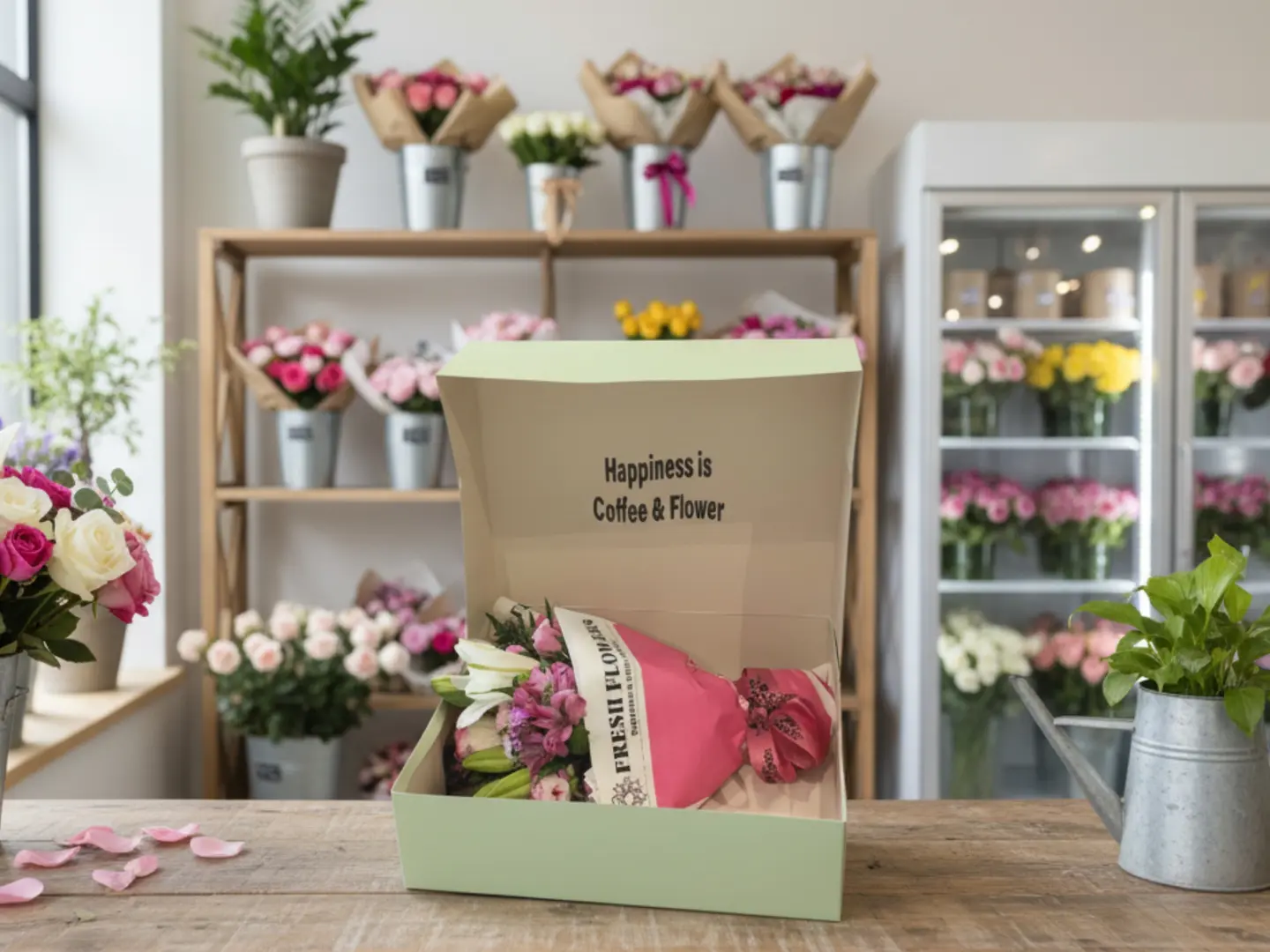 بوكس السعادة بوكيه ورد - حجم كبير