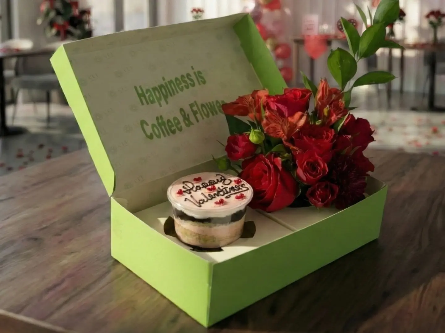 بوكس الفالنتاين(كب كيك وورد) وسط