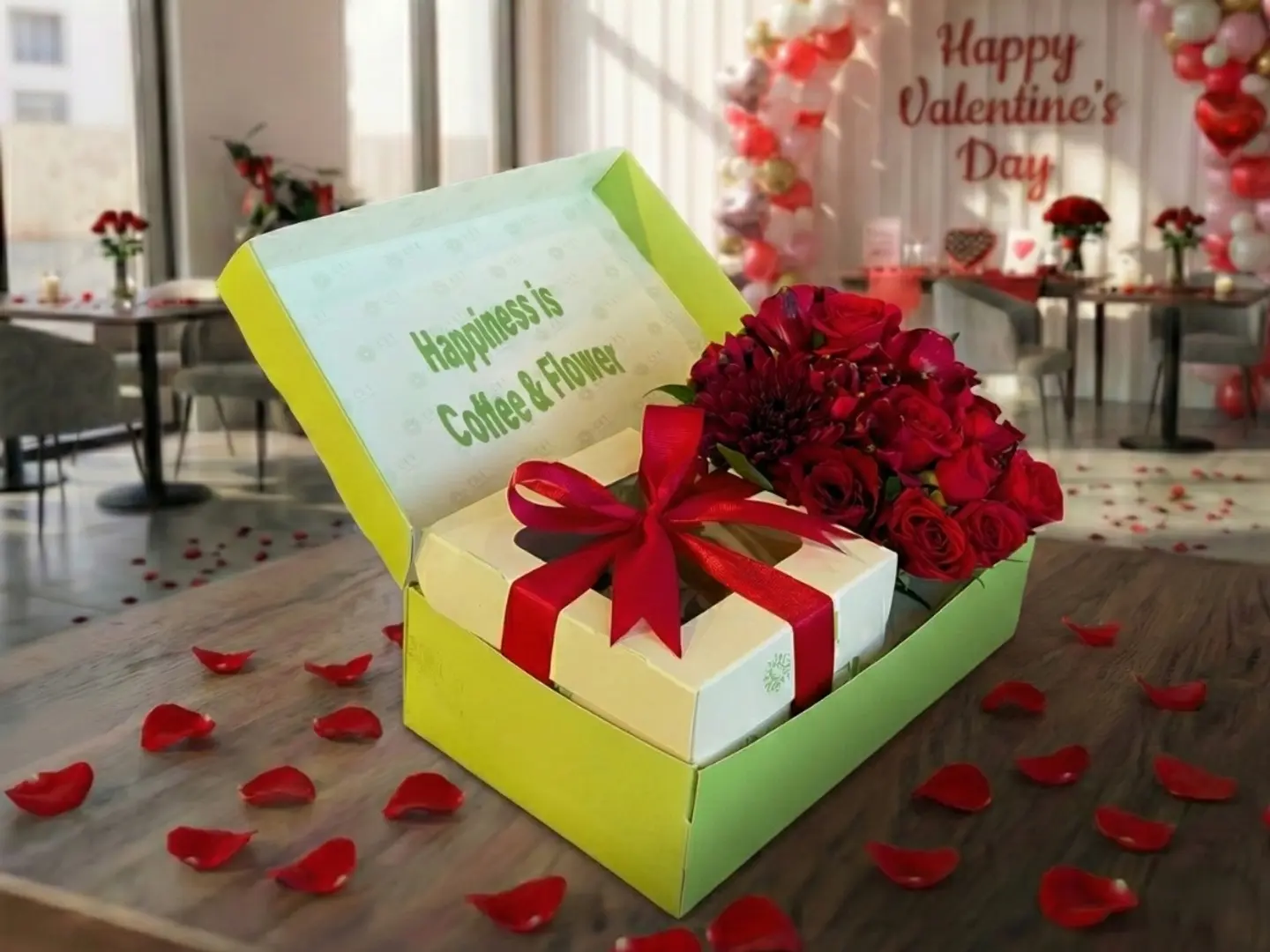 بوكس الفالنتاين شوكولاته و ورد