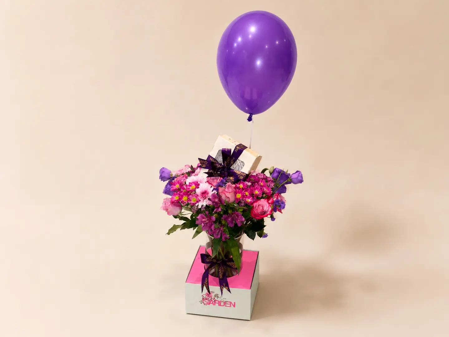 Flower Vase With Belgian Chocolates & Balloon