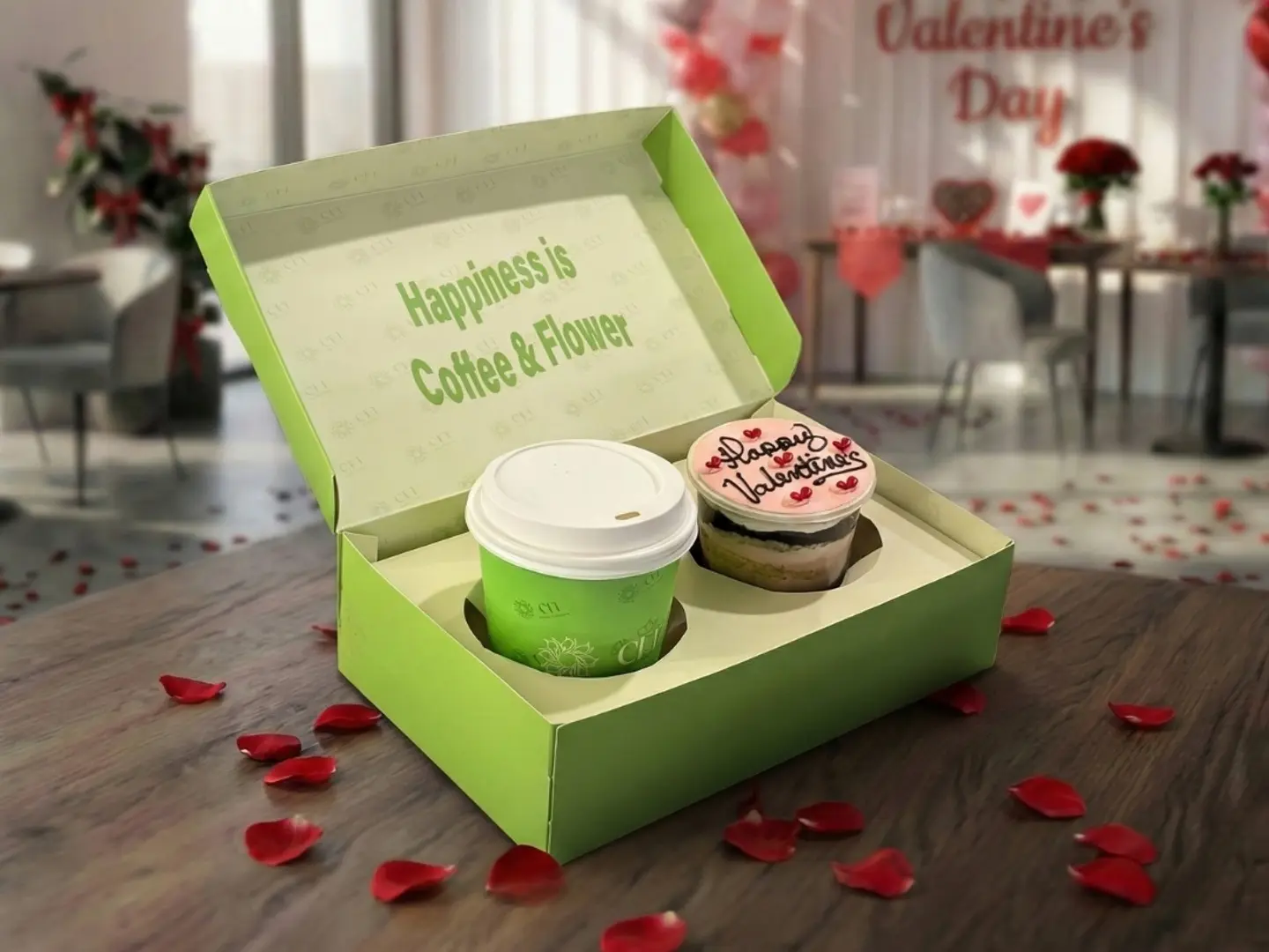 بوكس الفالنتاين(كب كيك وقهوة) وسط