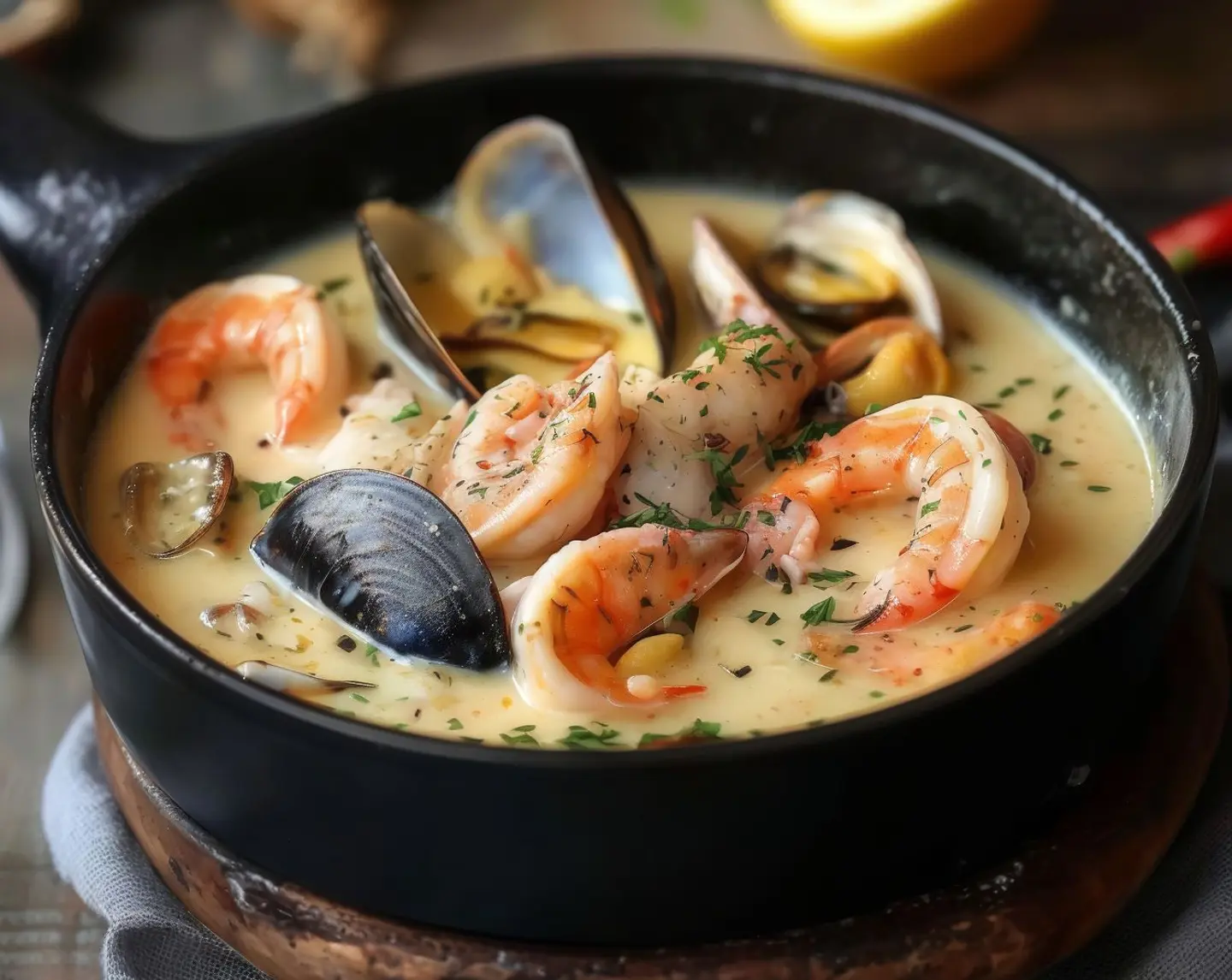 شوربة سي فود بالكريمة مخلية