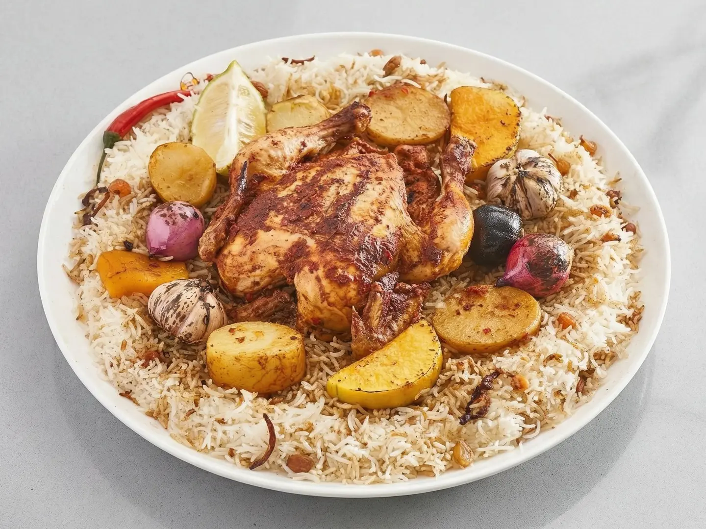Half Chicken Maknoon Bashouar Rice