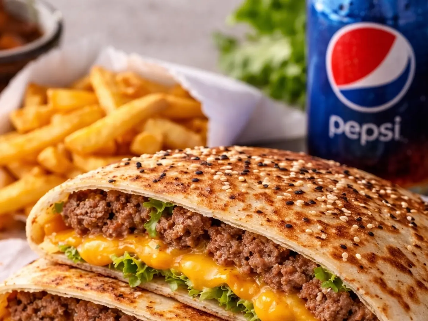 اوفن برجر لحم بالفرن وجبة