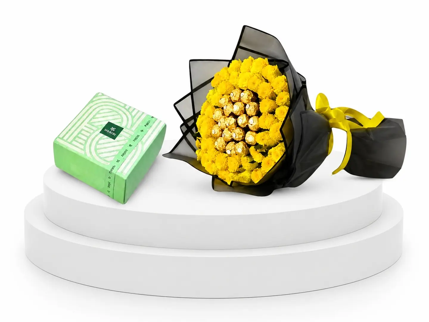 Bouquet Of Flowers With Ferrero And Patchi Chocolate