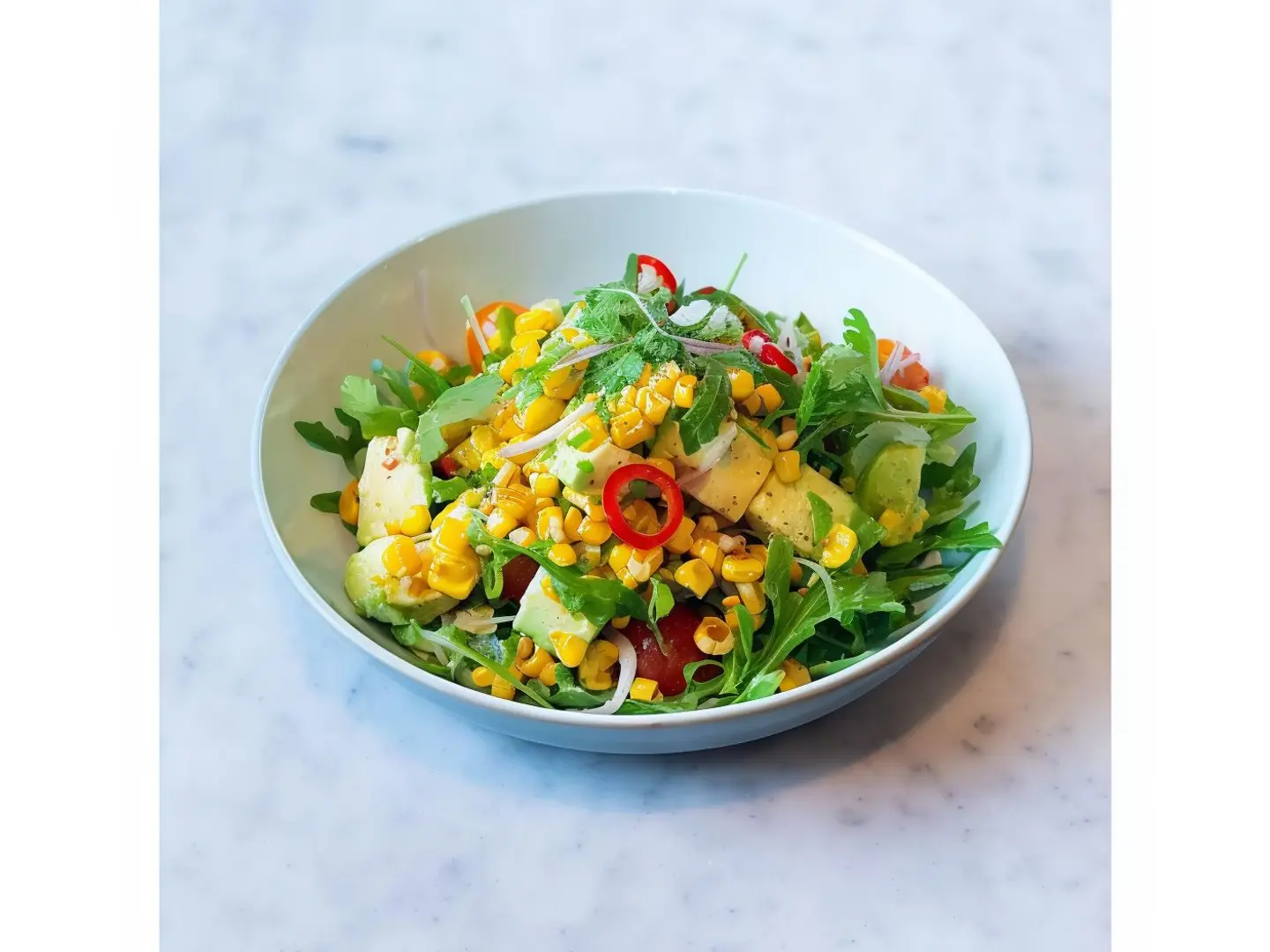 سلطة الذرة والأفوكادو