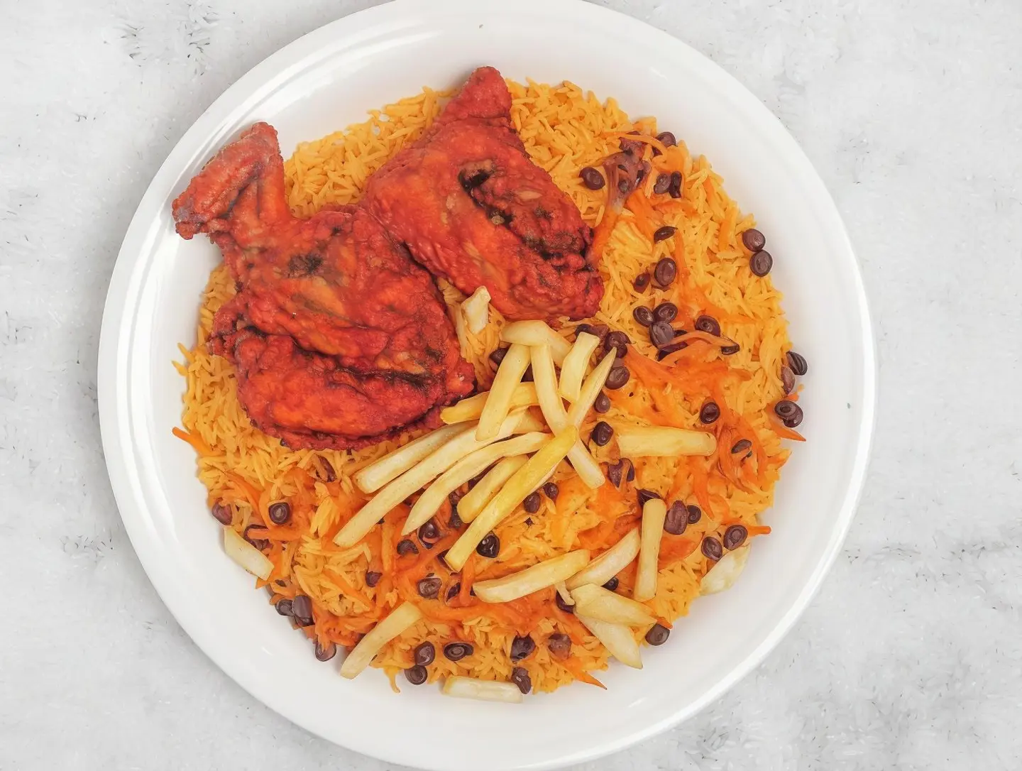 Half Fried Chicken With Rice