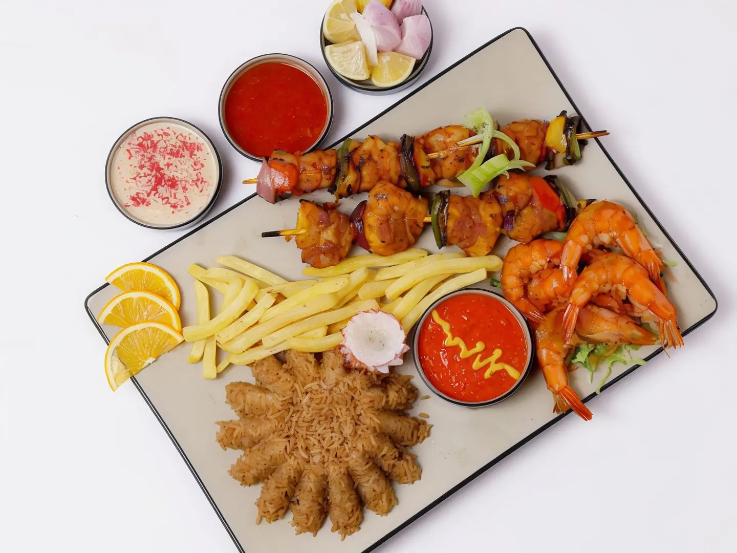 وجبة شيش كباب الروبيان المشوي