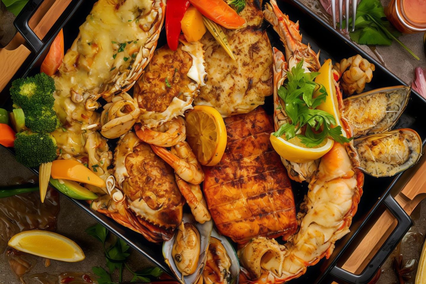 طبق مأكولات بحرية فاخر