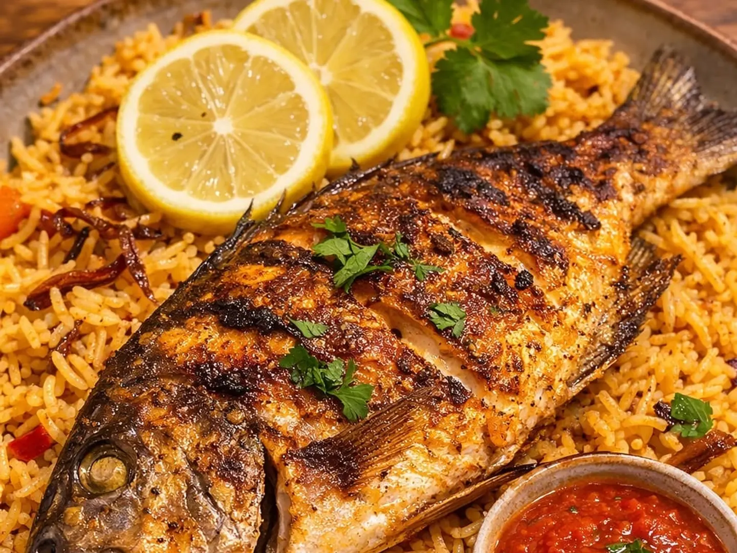 كبسة سمك مشوي كبير