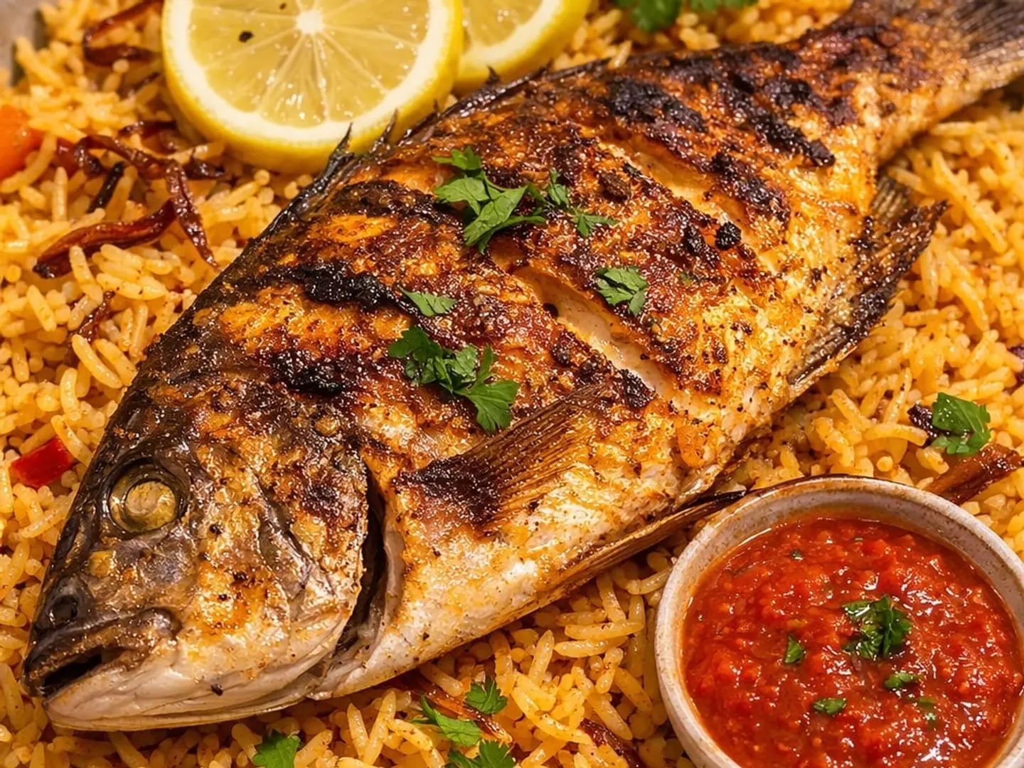 كبسة سمك مقلي كبير