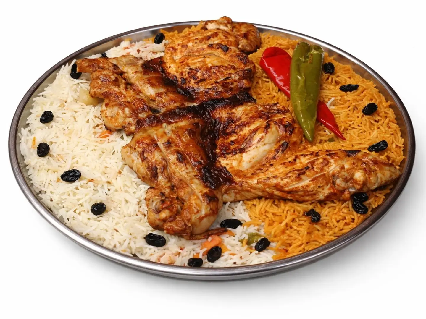 حبه دجاج على الفحم مع الرز